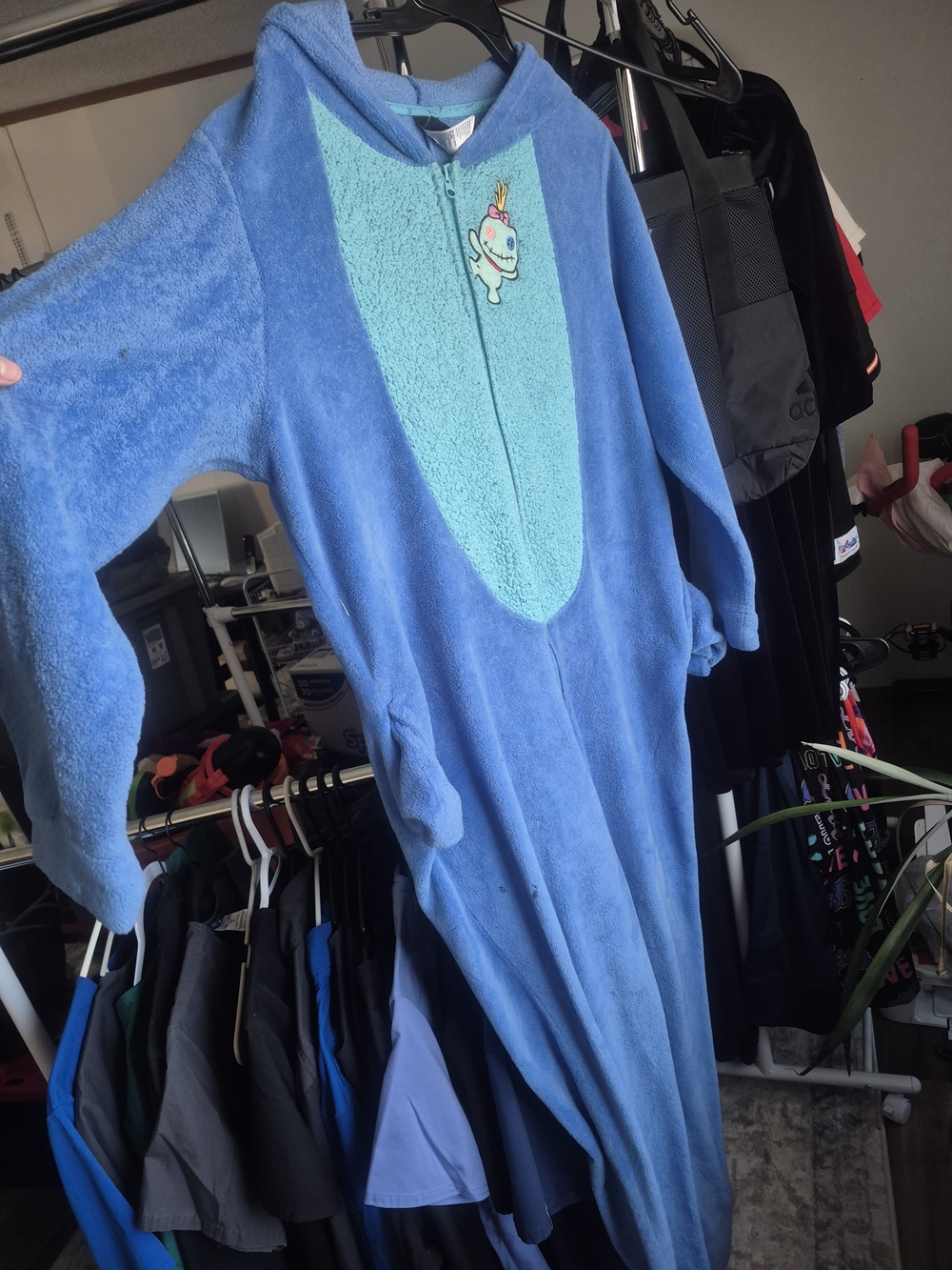 Blue Plush Hooded Onesie Disney Stitch Size Xl-XXL